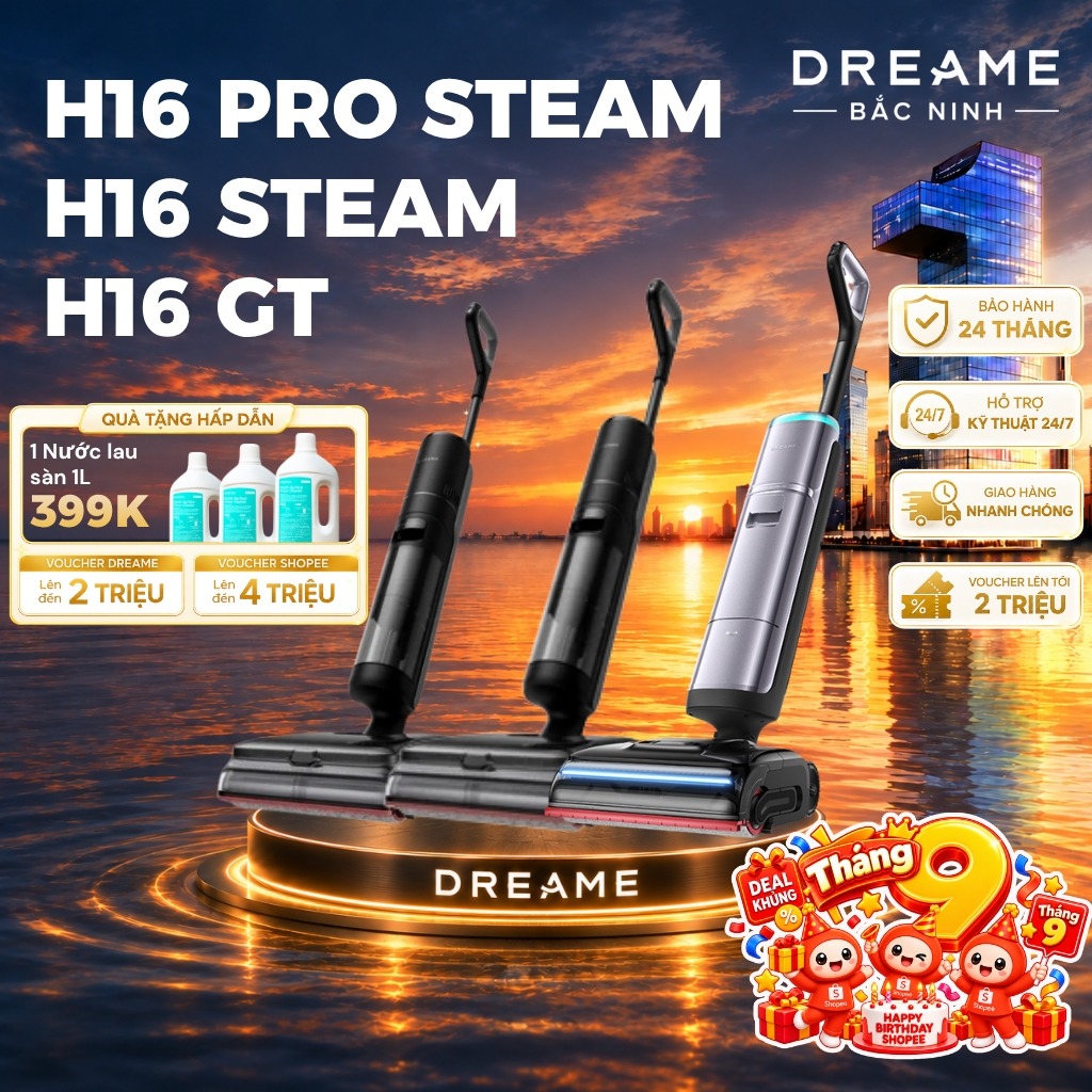 [GIÁ RẺ NHẤT] Dreame H16 Pro Steam/ H16 Steam/ H16 GT | Máy hút bụi lau nhà | Lau Sàn Hơi Nước 200℃