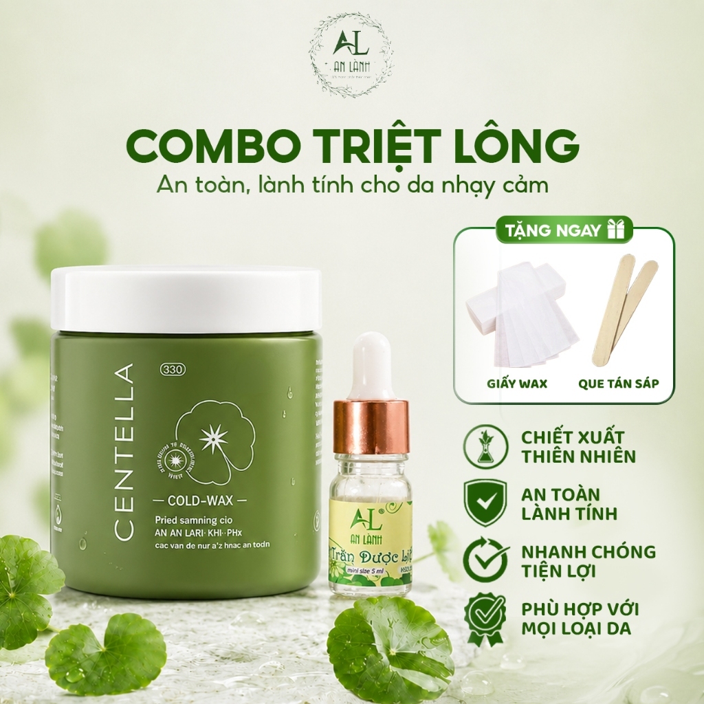 Combo Triệt Lông An Lành An Toàn, Lành Tính Cho Mọi Loại Da Gồm Sáp Wax Lông + Mỡ Trăn 10ML