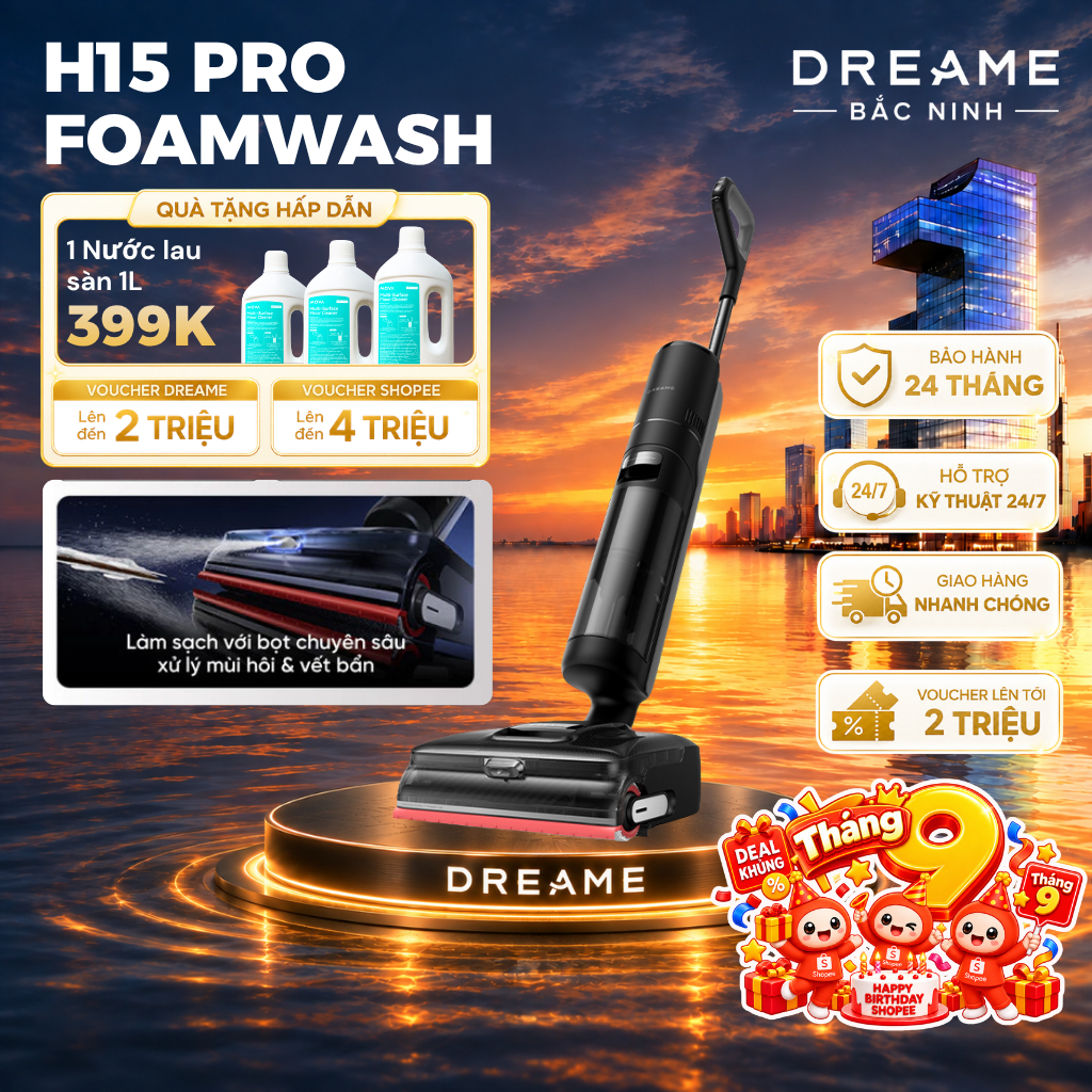 [GIÁ RẺ NHẤT] Dreame H15 Pro Foamwash/ H15 Pro | Máy hút bụi lau nhà | Lực hút 23.000 Pa