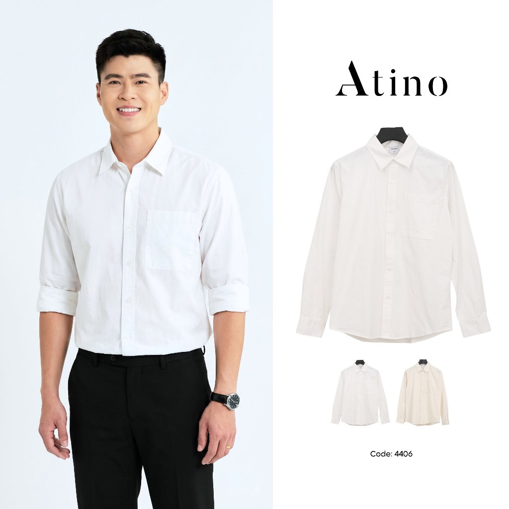 [Duy Mạnh] Áo Sơ Mi Nam Tay Dài ATINO Chất Liệu 100% Cotton Cao Cấp, Mềm Mịn Thoáng Mát, Thanh Lịch 