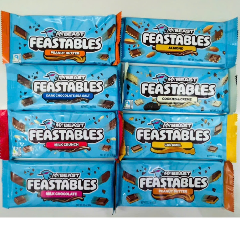 🍫 THANH SOCOLA NGON NHẤT THẾ GIỚI ĐỦ NHIỀU LOẠI VỊ CỦA MỸ MR BEAST FEASTABLES THANH LỚN 60G U.S.A 🛬🗽