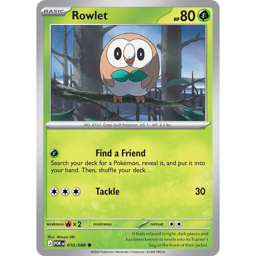 POR - Pokemon TCG - 010/088 - Rowlet - Common