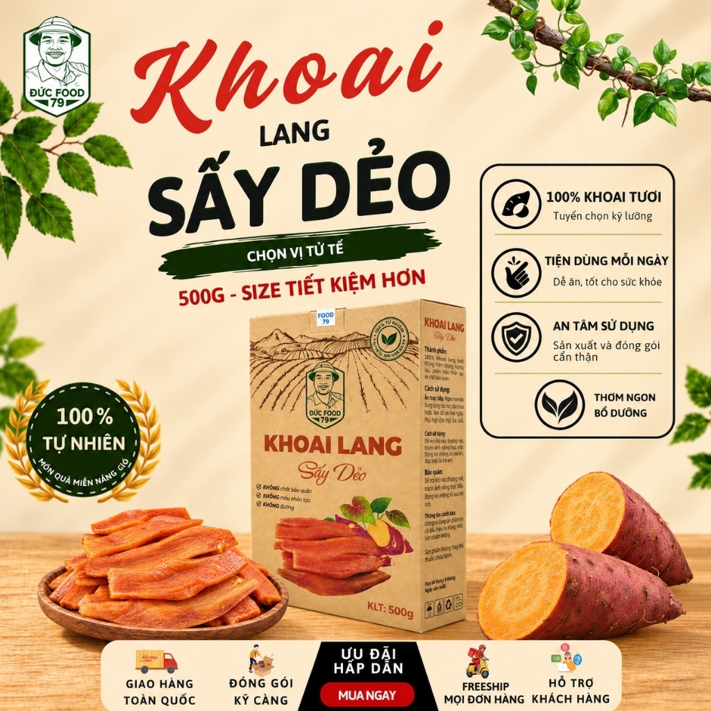 Khoai Sấy Dẻo Đức Food 79 | 250g - 500g - Dẻo Mềm