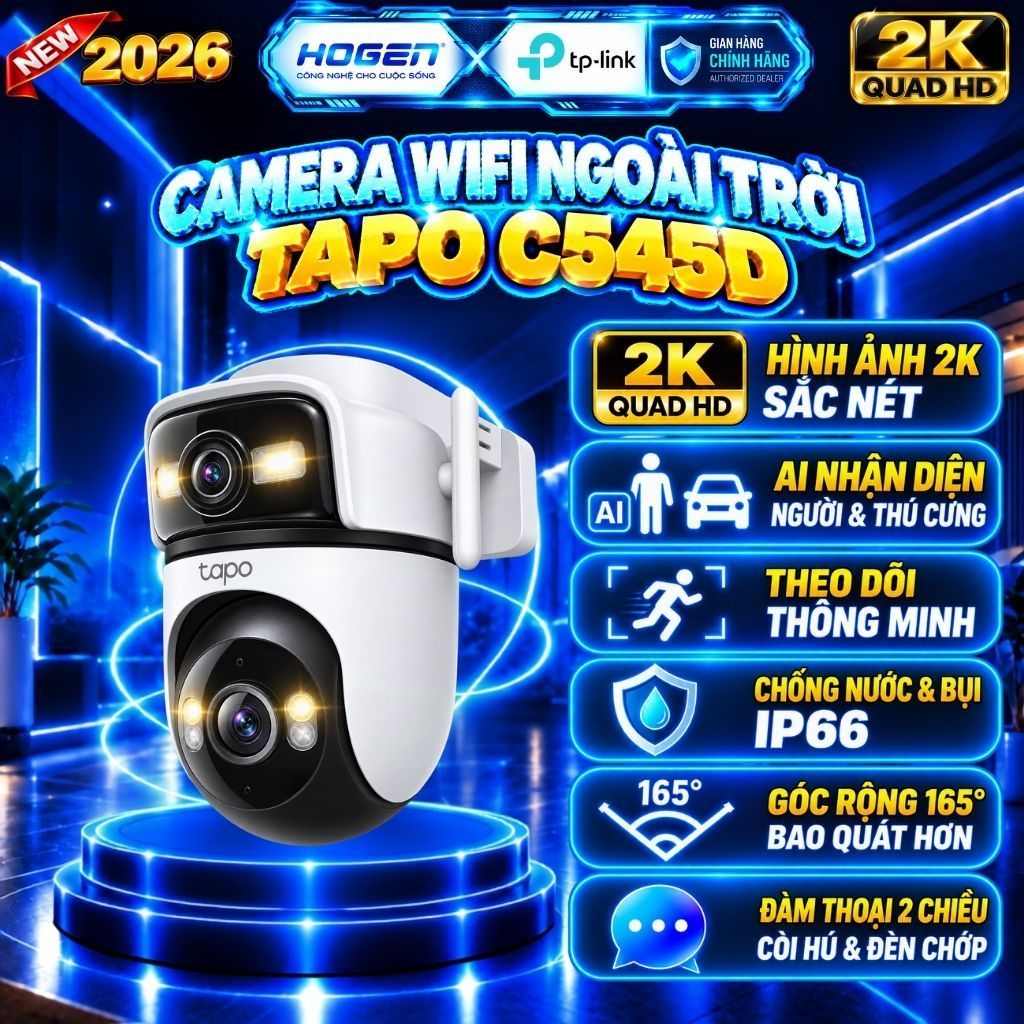 Camera WIFI Ngoài Trời Tp-link Tapo C545D, C310, C520WS, C320WS, Camera 2 Mắt, Tính Năng AI,BH 12TH
