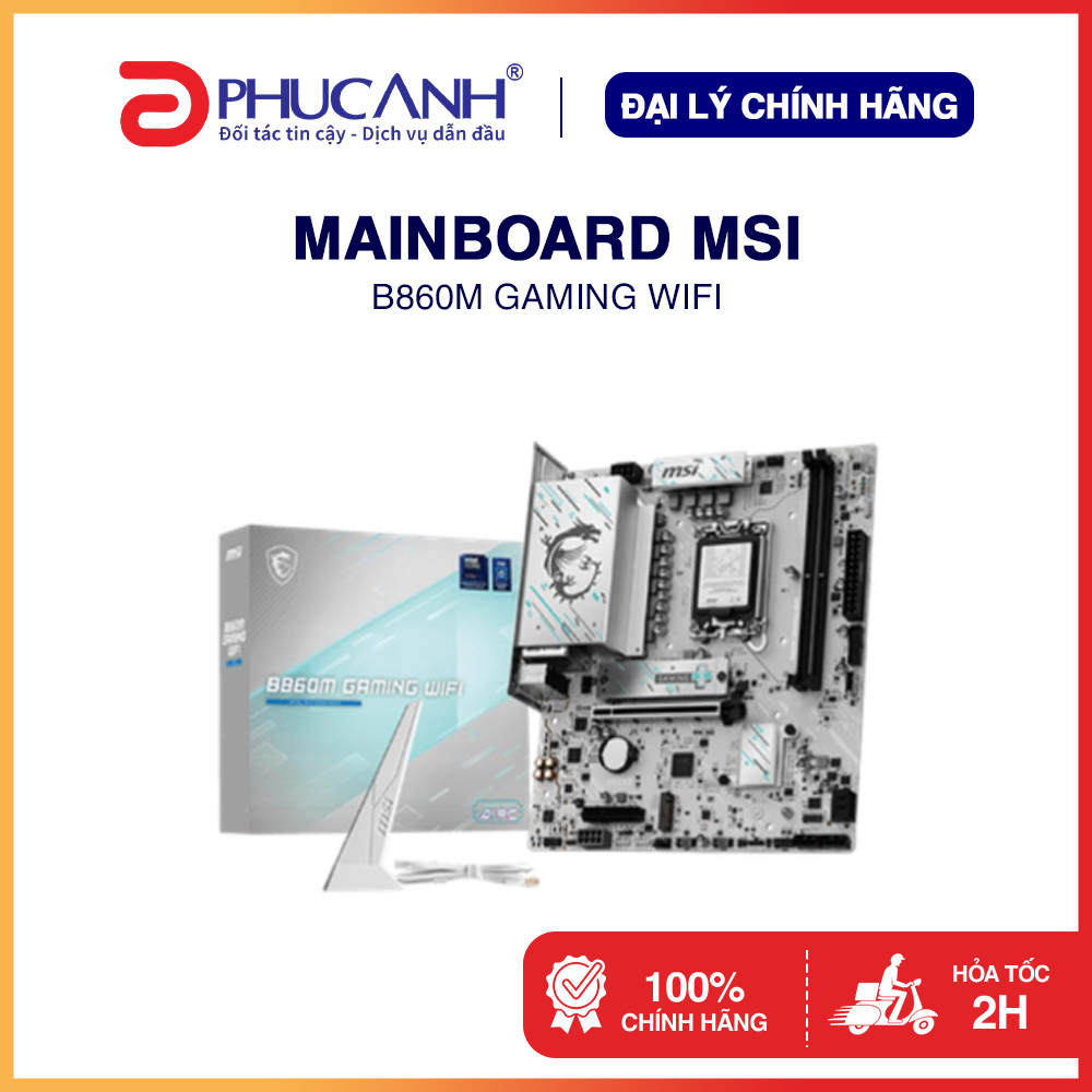 Bo mạch chủ MSI B860M GAMING WIFI Intel B860, Socket 1851, M-ATX, 2 khe ram - Hàng Chính Hãng, BH 36