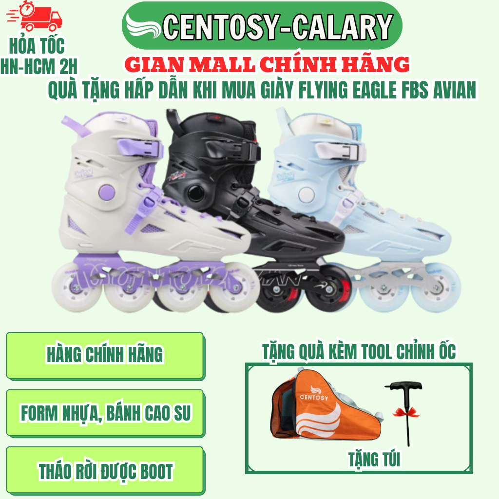 [Tặng Kèm Túi ] Giày Patin Người Lớn Centosy-Flying Eagle FBS AVIAN Chính Hãn- Form Nhựa, Frame Hợp 