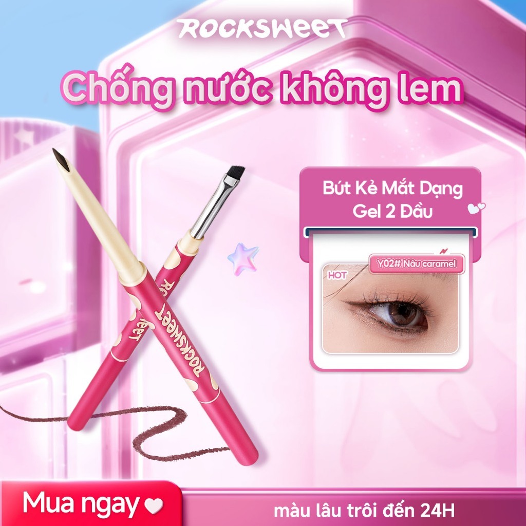 ROCKSWEET Bút Kẻ Mắt Gel Hai Đầu Kẻ Mượt Lên Màu Rõ Chống Nhòe Giữ Nét Lâu Trôi Thân Thiện Với Người Mới Dễ Tạo Hình Chu