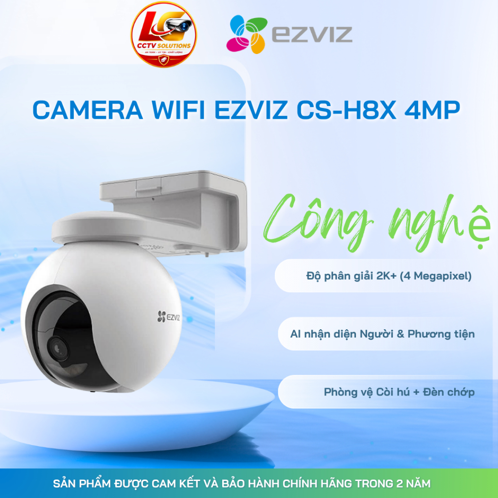 Camera Wi-Fi Quay Quét Ngoài Trời EZVIZ H8x 4MP (2K+) CS-H8X Công Nghệ AI-ISP Màu Đêm Siêu Nhạy Sáng