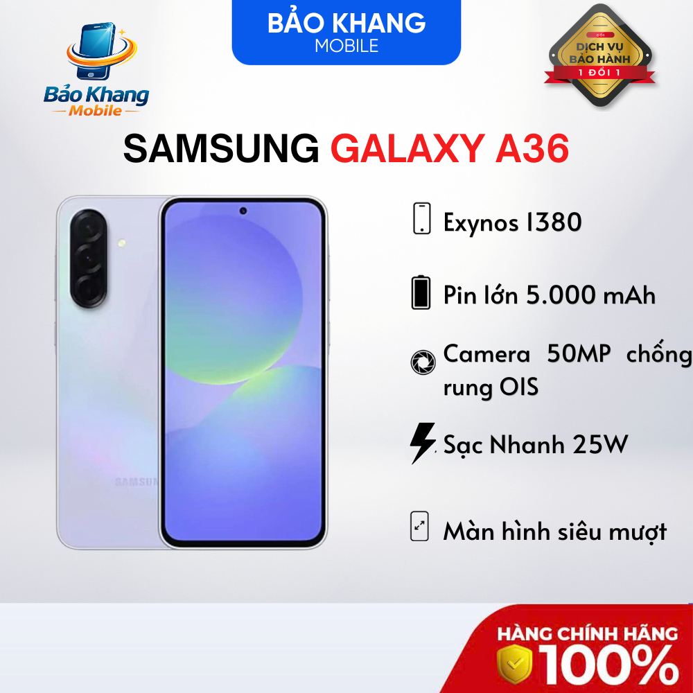 Samsung Galaxy A36 5G 8GB/128GB Likenew/Newseal | Màn 6.6” Super AMOLED 120Hz | Camera 50MP | Pin 50