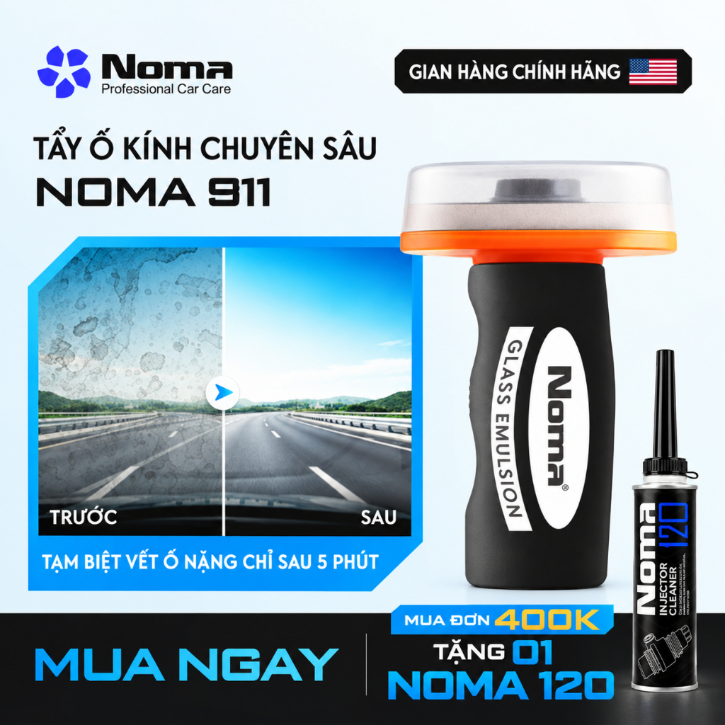 Chai vệ Sinh Kính Ô Tô Noma 911,Tẩy Ố Kính Làm sạch kính, tẩy màng dầu dễ sử dụng Chai 100ml