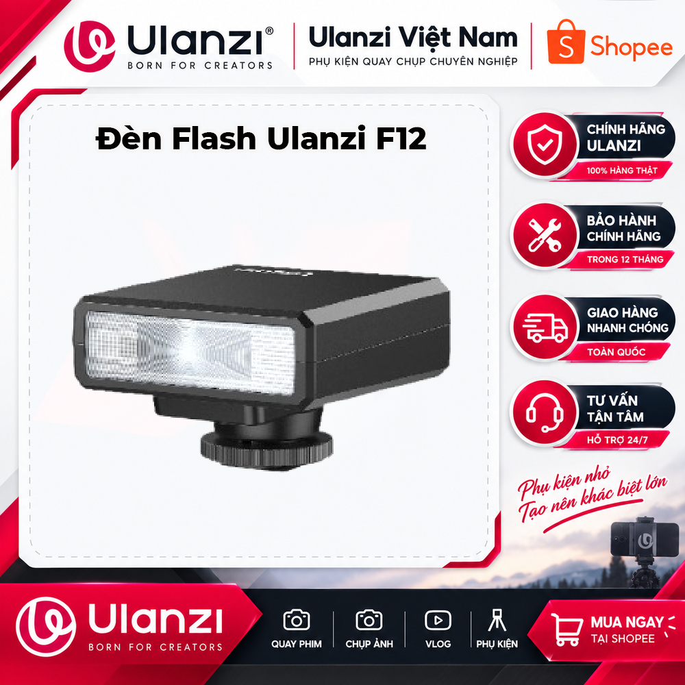 Đèn Flash Mini ULANZI F12 Dành Cho Máy Ảnh độ màu 5600K GN 12
