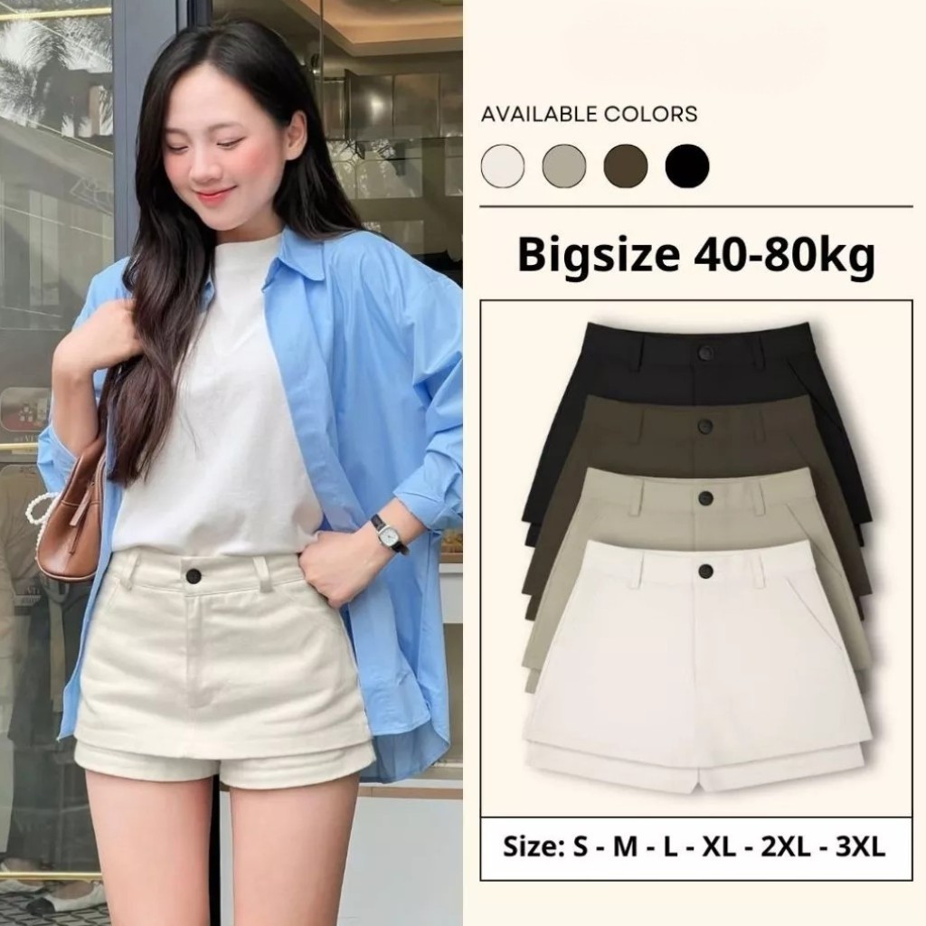 Quần váy kaki nữ BIGSIZE chân váy ngắn chữ A cạp cao có túi phong cách basic thanh lịch Hàn Quốc 581