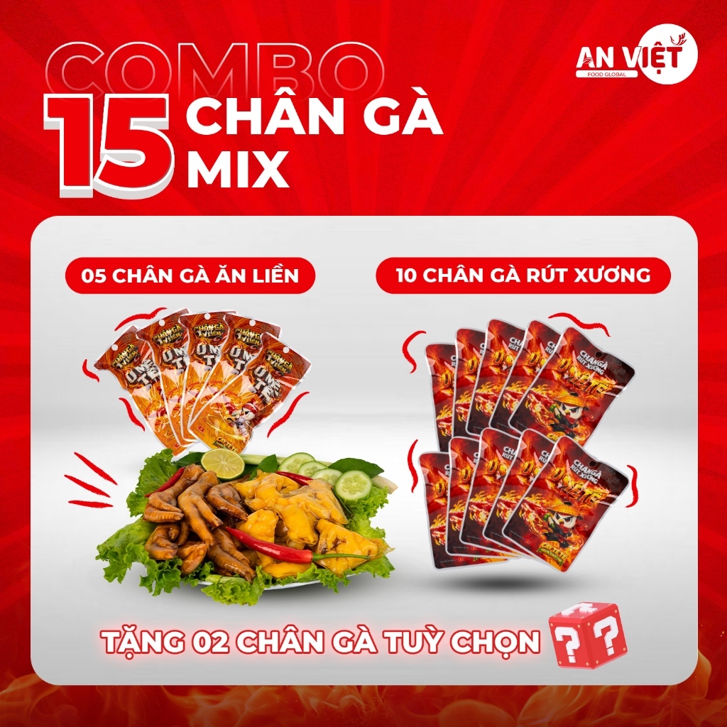 Combo 15 chân mix chân gà rút xương và chân gà ăn liền U MÊ TÊ ăn là mê dai giòn sần sật (tặng 2 châ