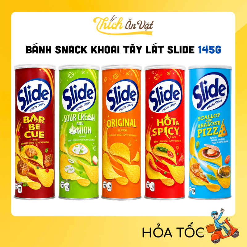 Bánh Snack Khoai Tây Lát Slide - Bánh Slide Khoai Tây Nhiều Vị 145Gr (Hộp To)