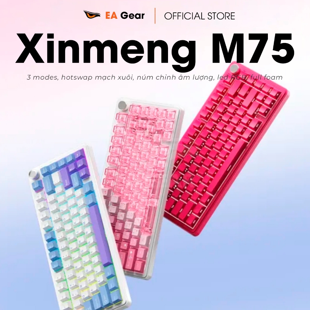 [Sẵn] Bàn Phím Cơ Xinmeng M75 3 Modes Hotswap Led RGB Núm Xoay - EA Gear