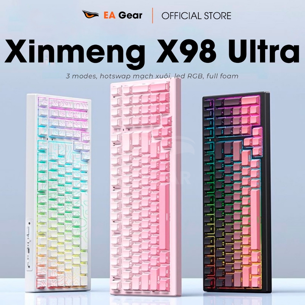 [Sẵn] Bàn Phím Cơ Xinmeng X98 Pro / Ultra Mạch Xuôi, 3 Modes, Hotswap, RGB - EA Gear