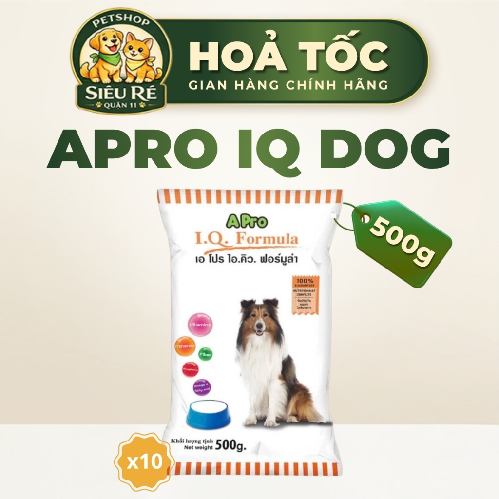 [GÓI 500G] COMBO 5 GÓI & 10 GÓI HẠT CHO CHÓ APRO DOG IQ 500G - THÁI LAN -