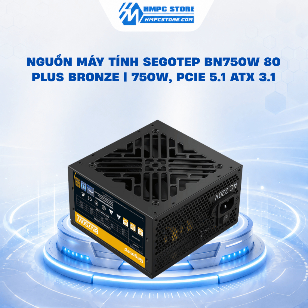 Nguồn máy tính Segotep BN750W 80 Plus Bronze | 750W, PCIE 5.1 ATX 3.1, bảo hành 36 tháng