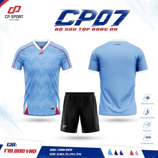 CP SPORT, CP 07, quần áo bóng đá không logo, in tên số theo yêu cầu HUNGSPORT TN