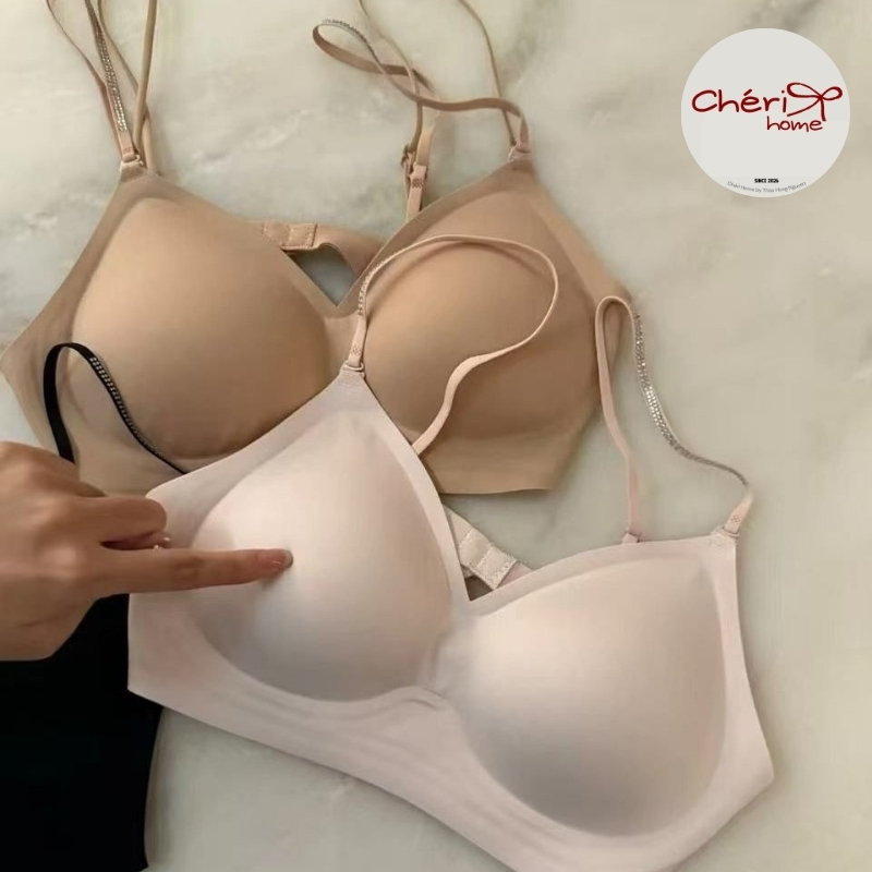 [Cao Cấp L1] Áo Ngực Bra Su Lạnh Dây Kim Cương Tháo Rời Đệm 3cm Nâng Đẩy Tạo Form Tự Nhiên [AL006]