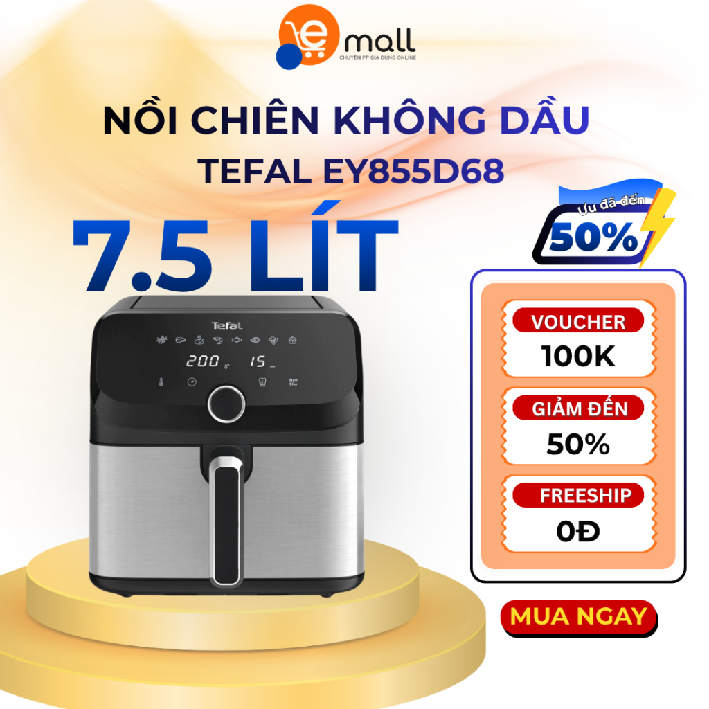 Nồi chiên không dầu điện tử Tefal EY855D68 - EasyFry Mega 7.5L - Chính hãng