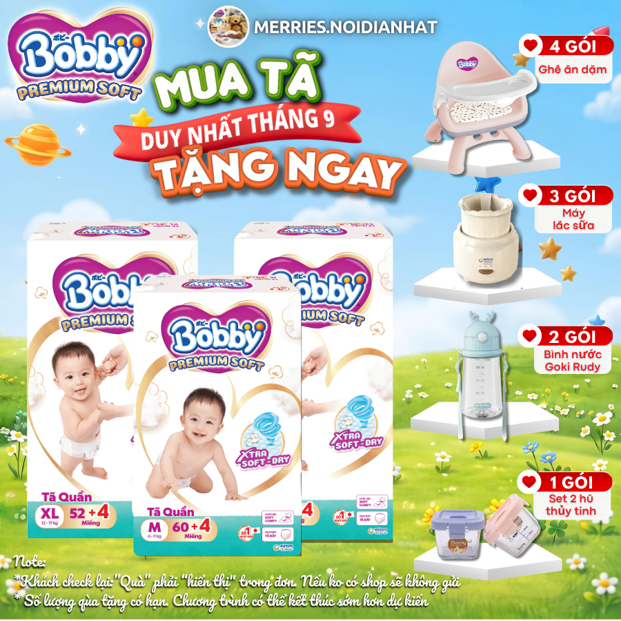 [SP có voucher live X] Tã quần cao cấp BOBBY EXTRA SOFT DRY siêu mềm M60/L52/XL46/XXL42