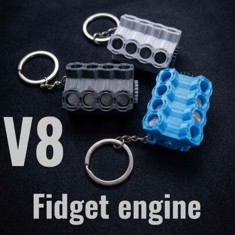 Móc Khóa Động Cơ V8 In 3D - V8 Fidget Engine Mini Trang Trí Balo Chìa Khóa