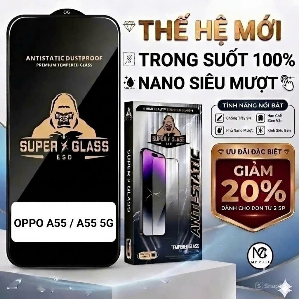 Kính cường lực cao cấp OPPO A55 / A55 5G cảm ứng mượt mà, full màn-My Case