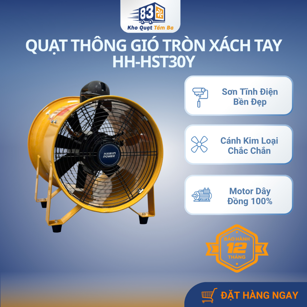 Quạt Thông Gió Tròn Xách Tay HAWIN POWER HH-HST30Y