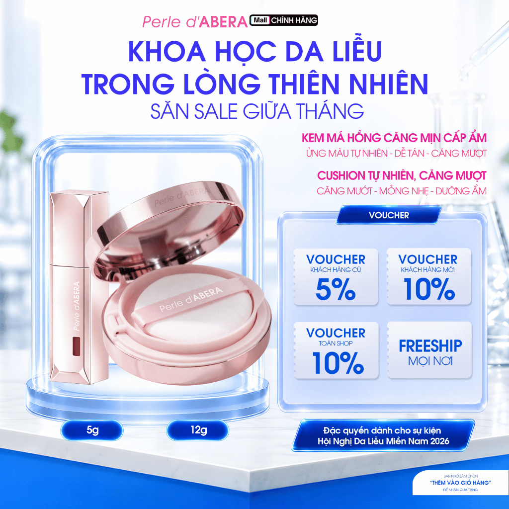 Kem Má Hồng Perle d'ABERA 5g + Cushion Trang Điểm Perle d'ABERA 12g