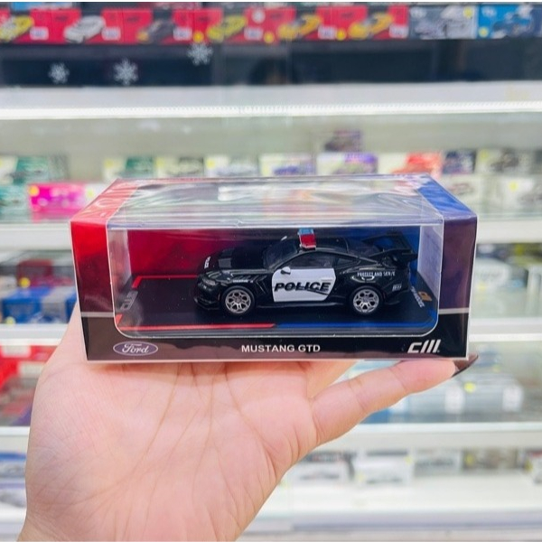 Mô hình xe Ford Mustang GTD Black Police tỉ lệ 1:64 CM model CM64-GTD-PD02