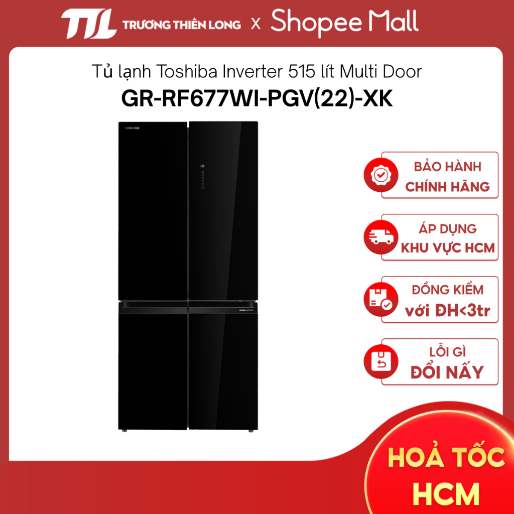 [VC 10%] Tủ Lạnh Toshiba 515L GR-RF677WI-PGV(22)-XK Đen / GR-RF677WI-PMV(06)-MG Xám Morandi - TSmart