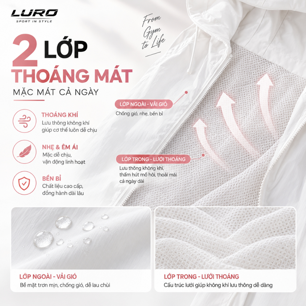 AG1 — Áo Khoác Chống Nắng Nữ 2 Lớp Có Mũ 3