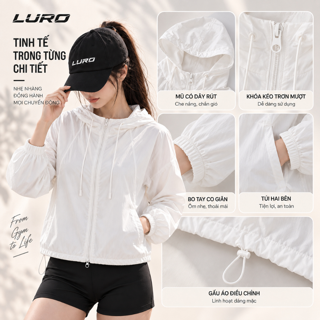 AG1 — Áo Khoác Chống Nắng Nữ 2 Lớp Có Mũ 5