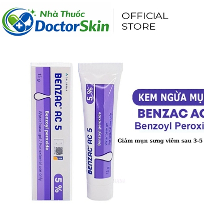 Kem Benzac AC Benzoyl Peroxide 2.5% - 5% Gel hỗ trợ giảm mụn viem mụn trứng cá15G 30G