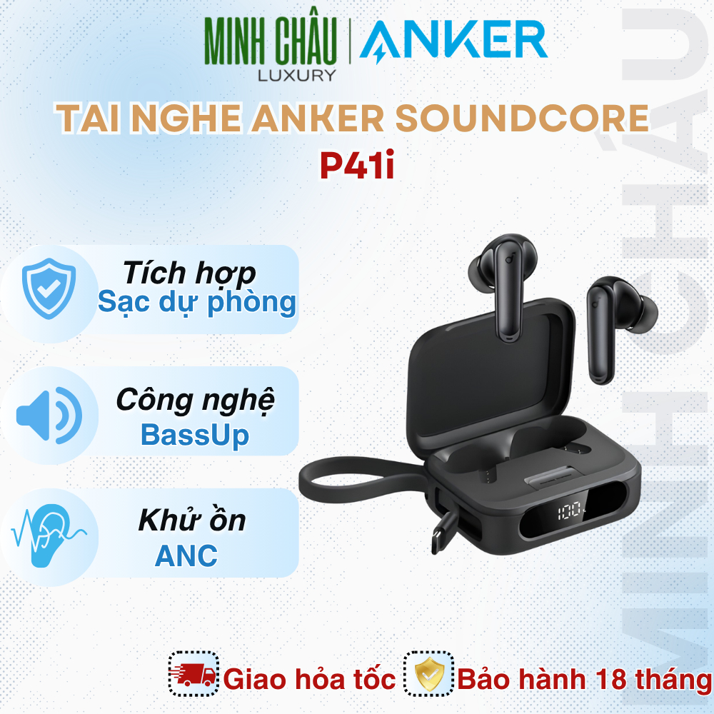 Tai Nghe Bluetooth Soundcore P41i - A3937  – Hộp Sạc 3000mAh Kiêm Sạc Dự Phòng – Cáp Type-C