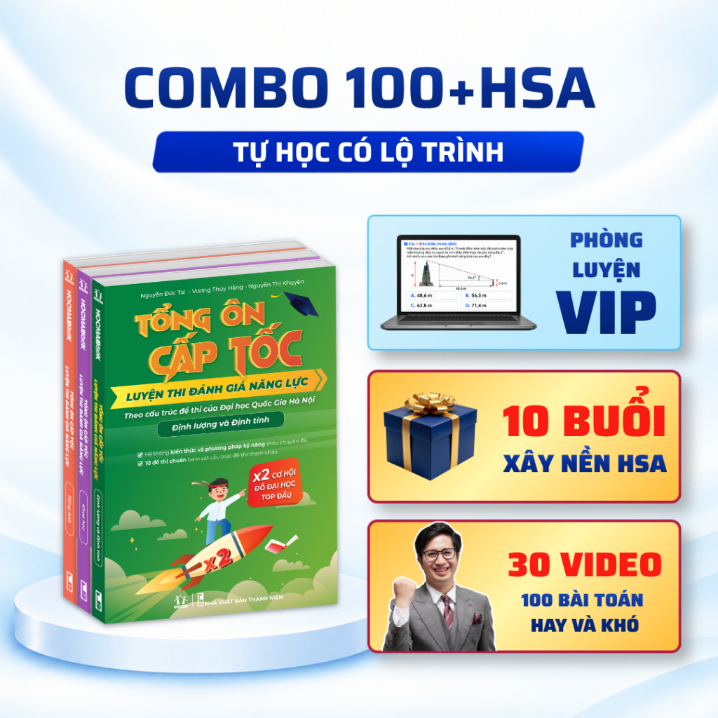 Sách Tổng ôn cấp tốc luyện thi Đánh giá năng lực - ĐHQG HN - HOCMAI