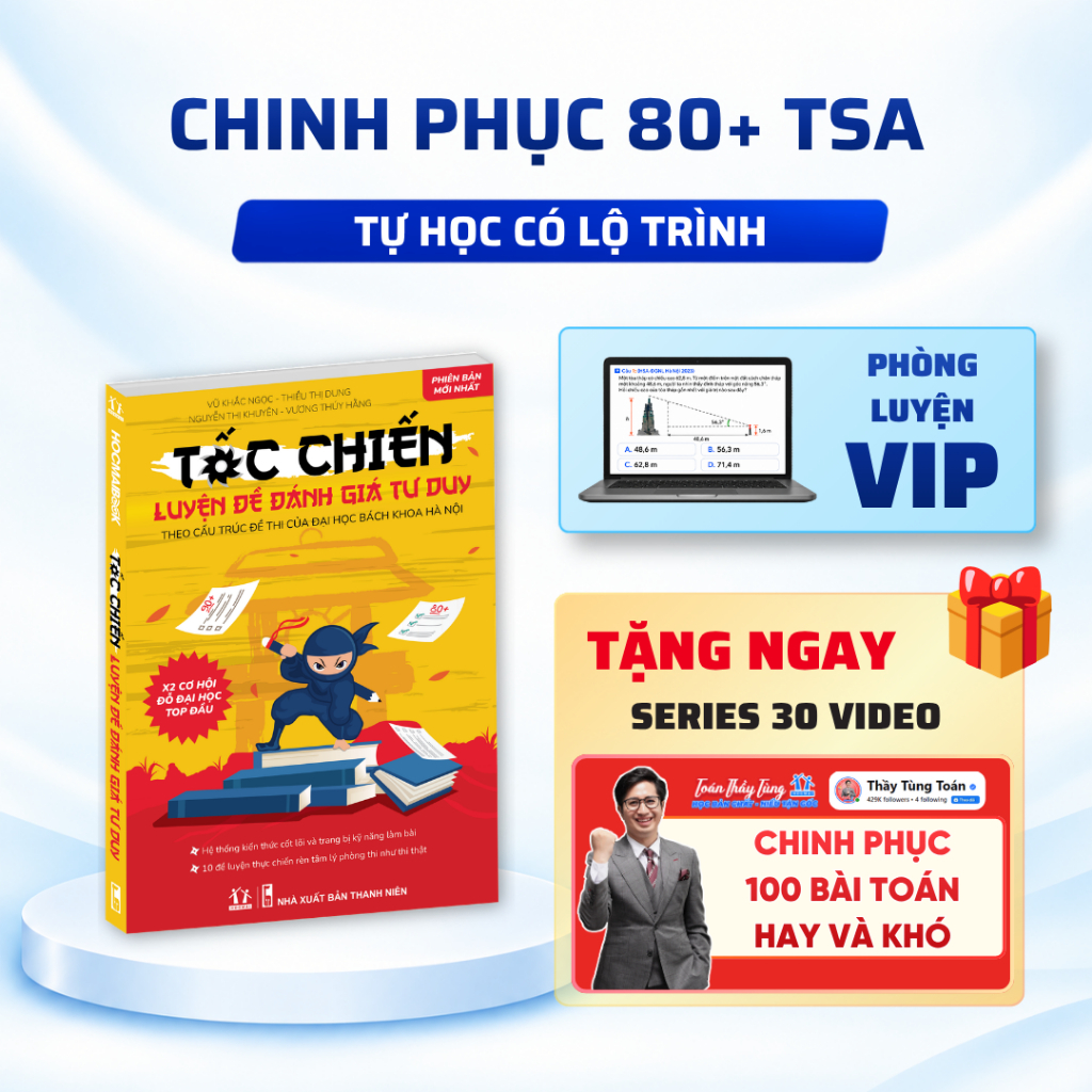 [TSA 2027] Sách Tốc chiến luyện đề Đánh giá tư duy Đại học Bách Khoa Hà Nội - Dành cho 2k9 - HOCMAI