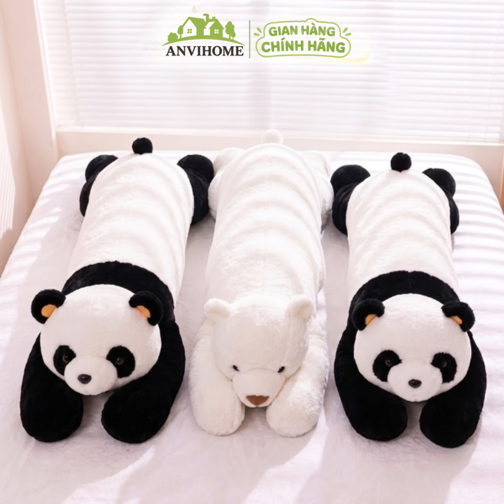 ANVIHOME Gấu Bông Gấu Trúc Panda Nằm Ngủ, Thú Nhồi Bông Panda Gối Ôm Hàng Nhập cao cấp