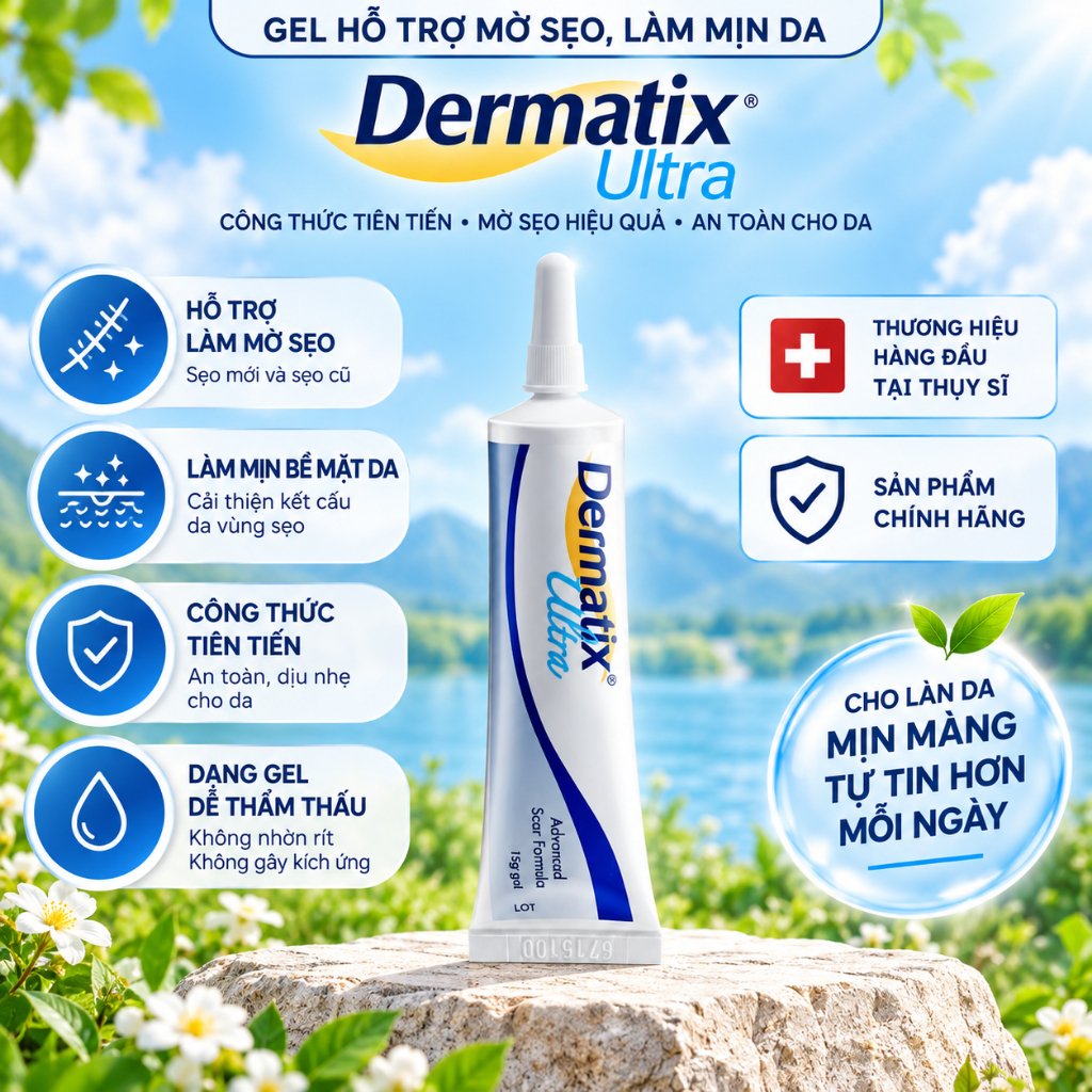 Dermatix Ultra Gel Làm Mờ Sẹo Thâm, Sẹo Lồi 15g chuẩn chính hãng - LADY