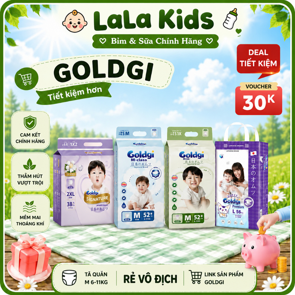 [SIÊU RẺ] Tã Bỉm Goldgi Signature, Goldgi Premium, Goldgi M-Class Chính Hãng lựa chọn của mẹ, yên tâ
