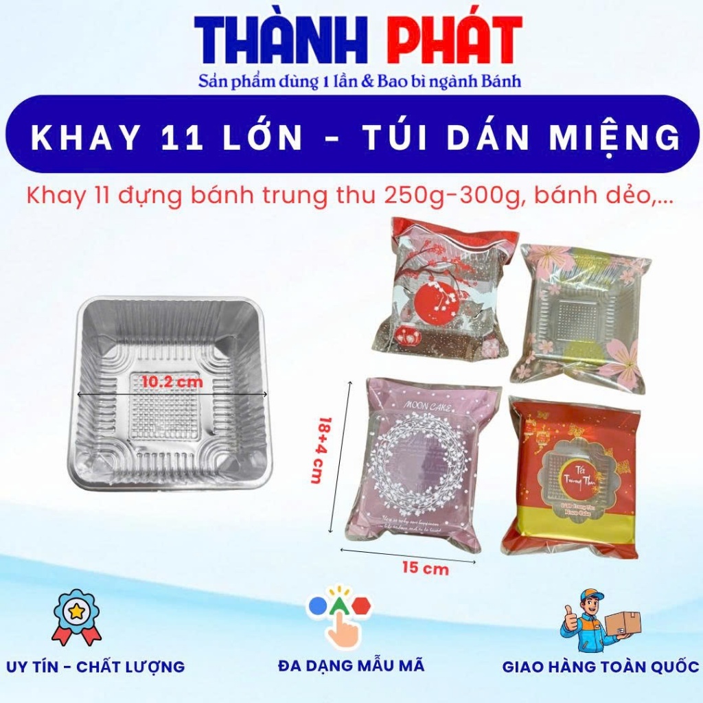 100 Khay đựng bánh trung thu 250g-300g - túi dán miệng đựng bánh trung thu 250g -300g - đựng bánh ra