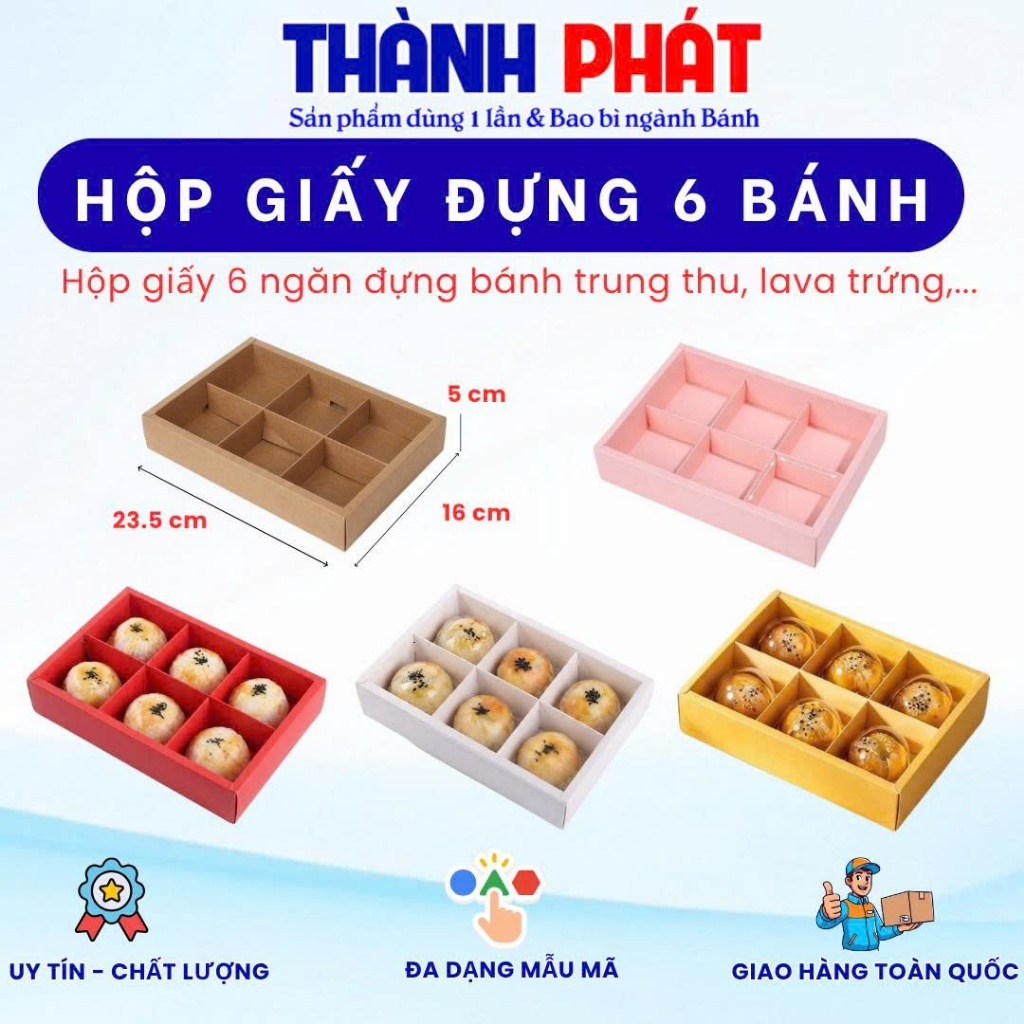 10 Hộp 6 bánh trung thu mini 75g - Túi ngang, hộp đựng bánh trung thu mini mẫu mới 2024