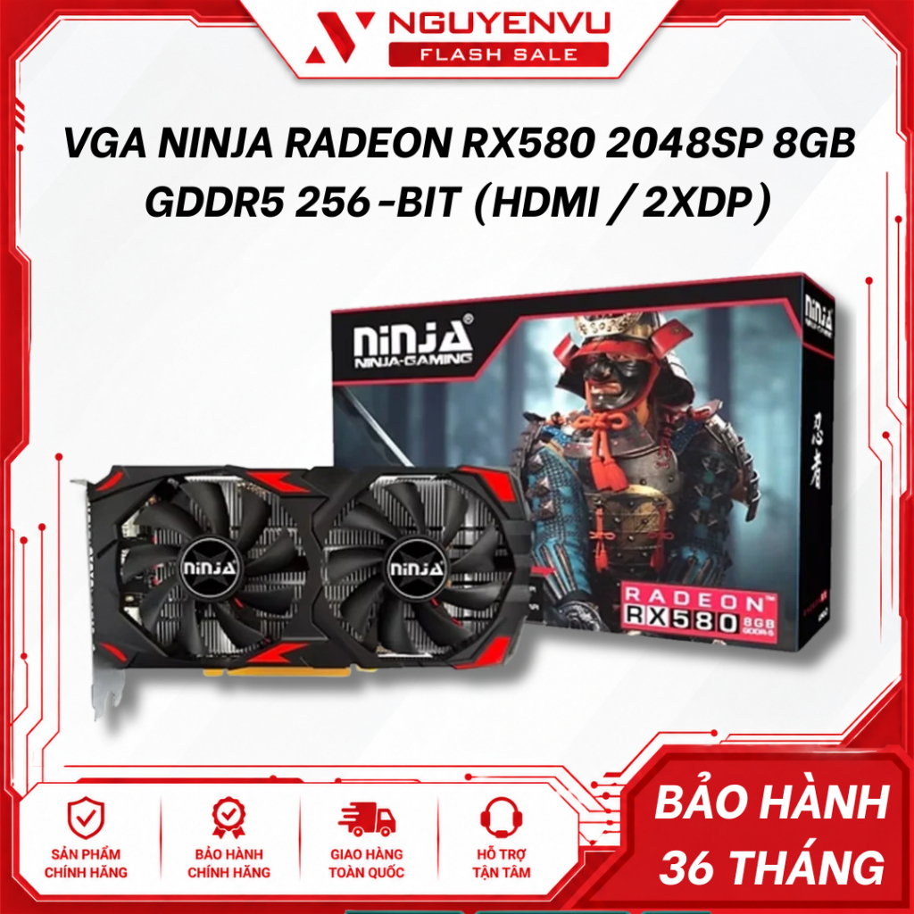 [Full VAT] Card màn hình NINJA Radeon RX580 2048SP 8GB GDDR5 256-bit (HDMI / 2xDP)