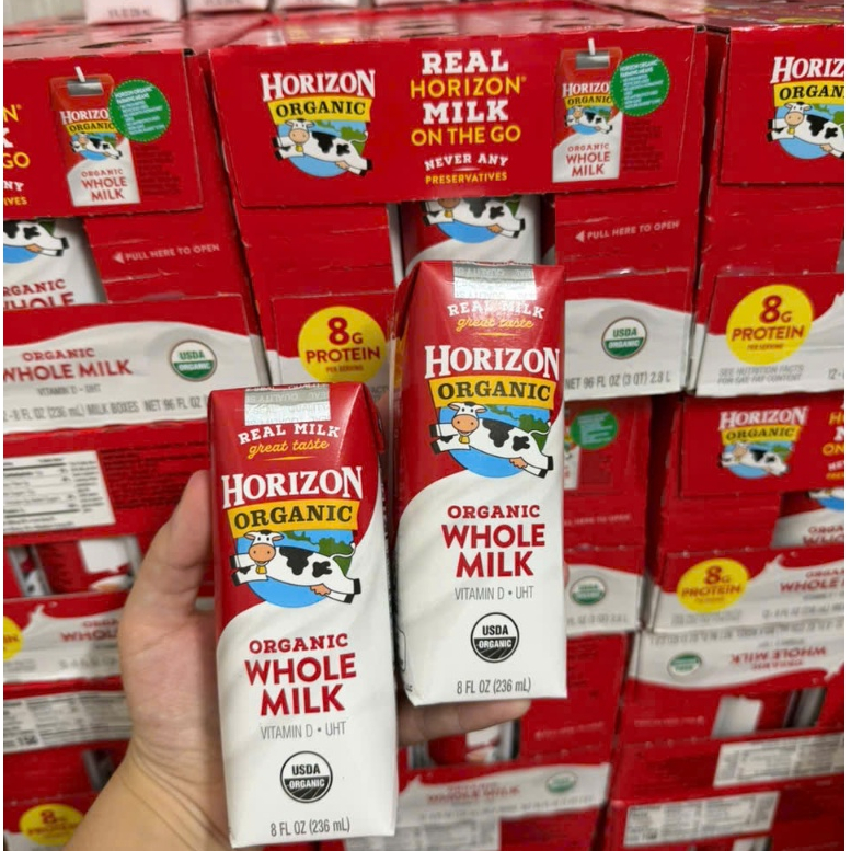 Sữa Horizon Sữa tươi dạng nước Horizon Organic Mỹ đủ vị cho bé từ 1 tuổi - hộp 236ml