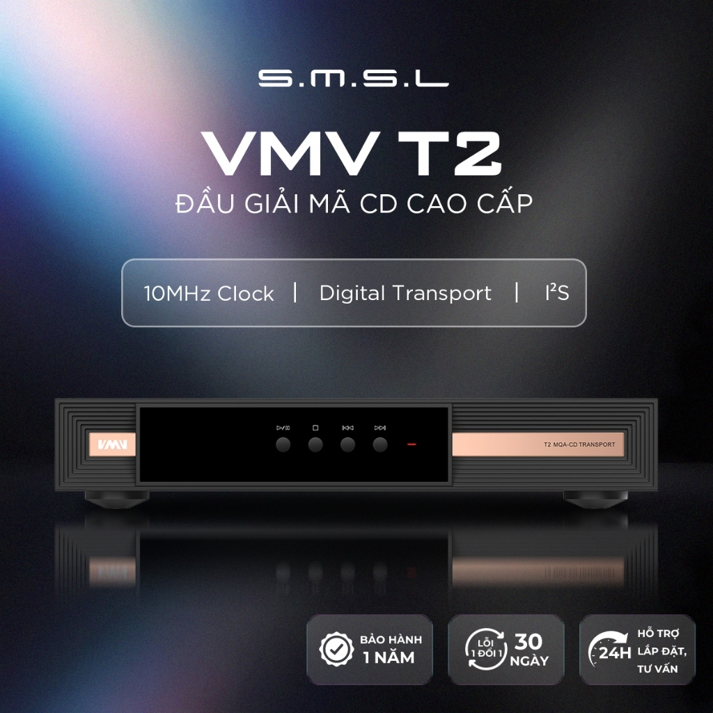 Máy phát CD VMV T2 MQA‑CD Player DSD512 32bit/768kHz Bluetooth5.1 LDAC Aptx‑HD Clock In Out Điều khi