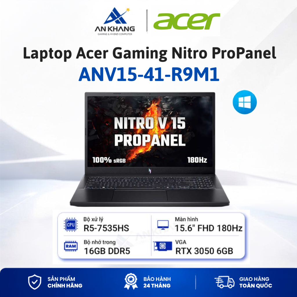 Laptop Acer Gaming Nitro ProPanel ANV15-41-R9M1(R5-7535HS;16GB; 512GB SSD; RTX3050;15.6" FHD; Win11)