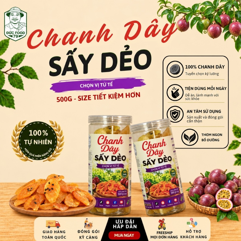 Chanh Dây Sấy Dẻo Đức Food 79 | 250g - 500g