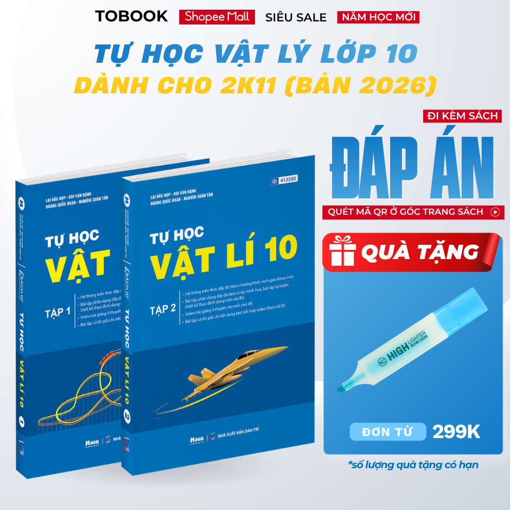 Sách - Tự Học Vật Lý Lớp 10 Moonbook Dành Cho Học Sinh Lớp 9 Lên Lớp 10