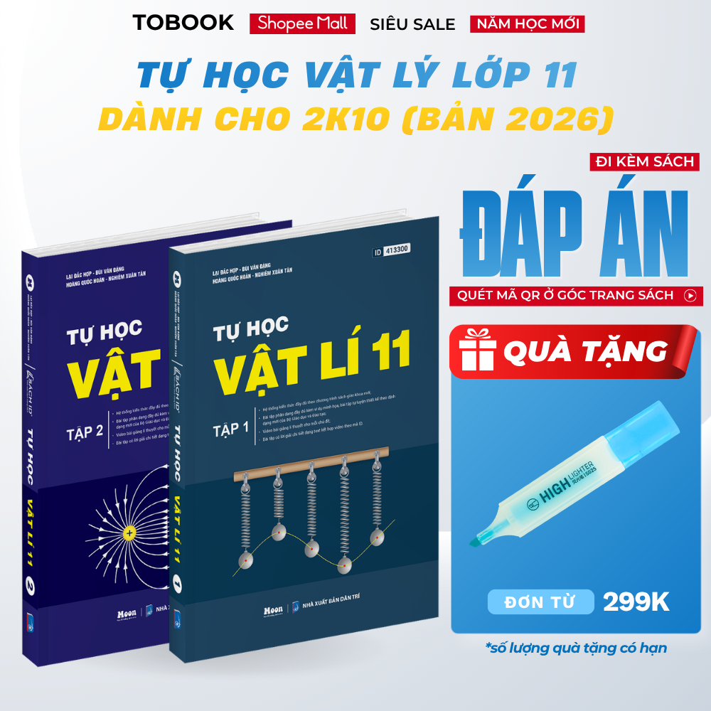 Sách - Tự Học Vật Lý Lớp 11 Moonbook Dành Cho Học Sinh Lớp 10 Lên Lớp 11